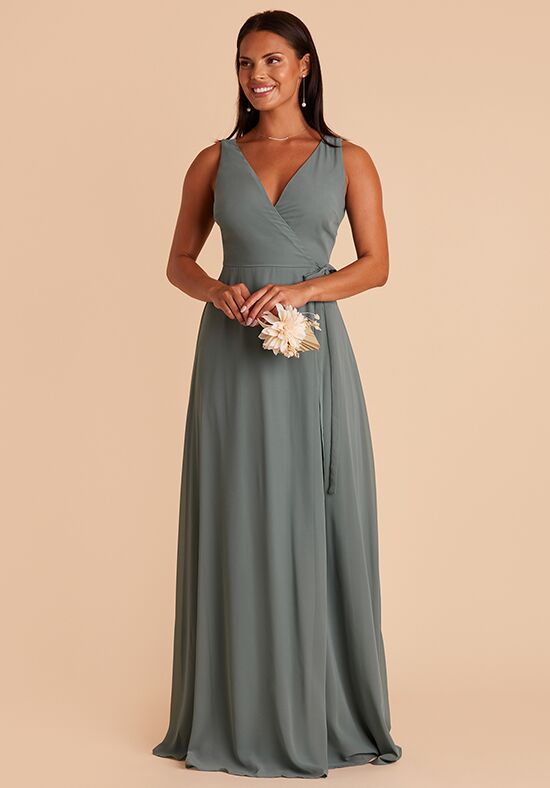 Grey wrap outlet bridesmaid dress