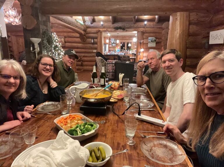 Happy New Year! Scott's first time having Fondue.