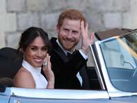 prince harry meghan markle at the wedding reception 