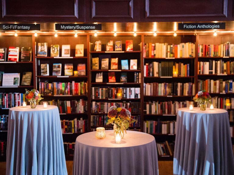 Wedding reception in a library