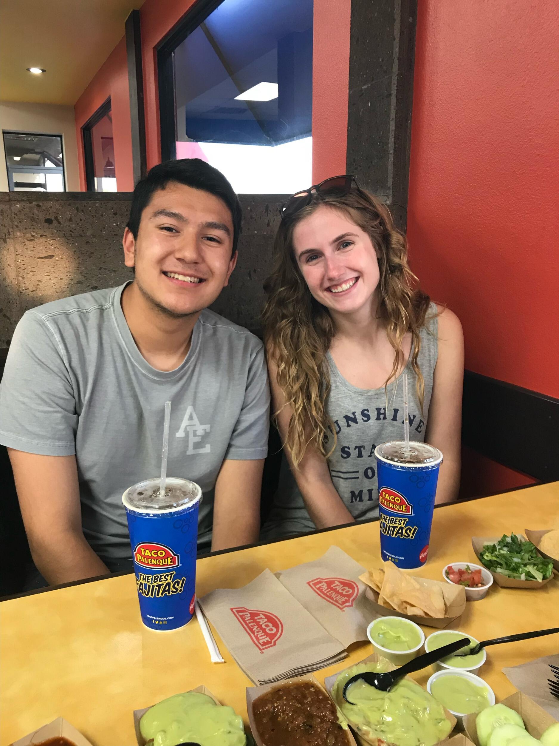 Carley got to visit Brandon's family in Nuevo Laredo, Mexico. They attended the graduation of Brandon's cousin, Elisa. This photo was taken at Taco Palenque in Texas, where Carley got to experience delicious Mexican food!