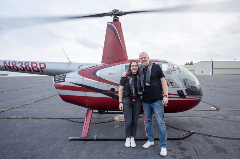 We took a helicopter ride over the city.