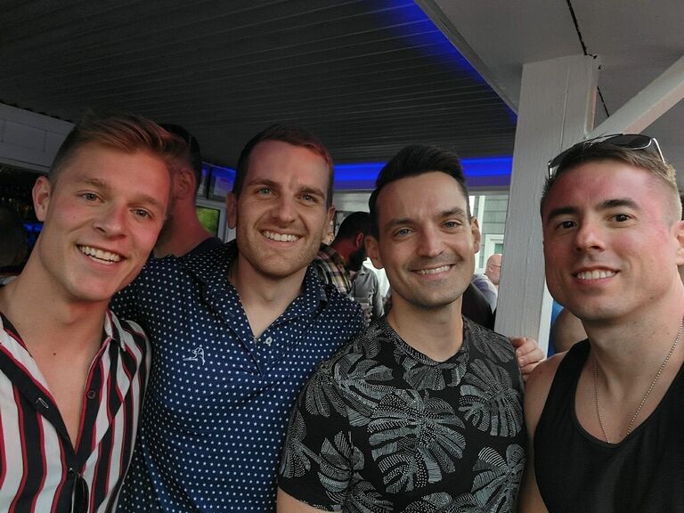 Celebrating happy hour at Aqua during Memorial Day Weekend in Rehoboth