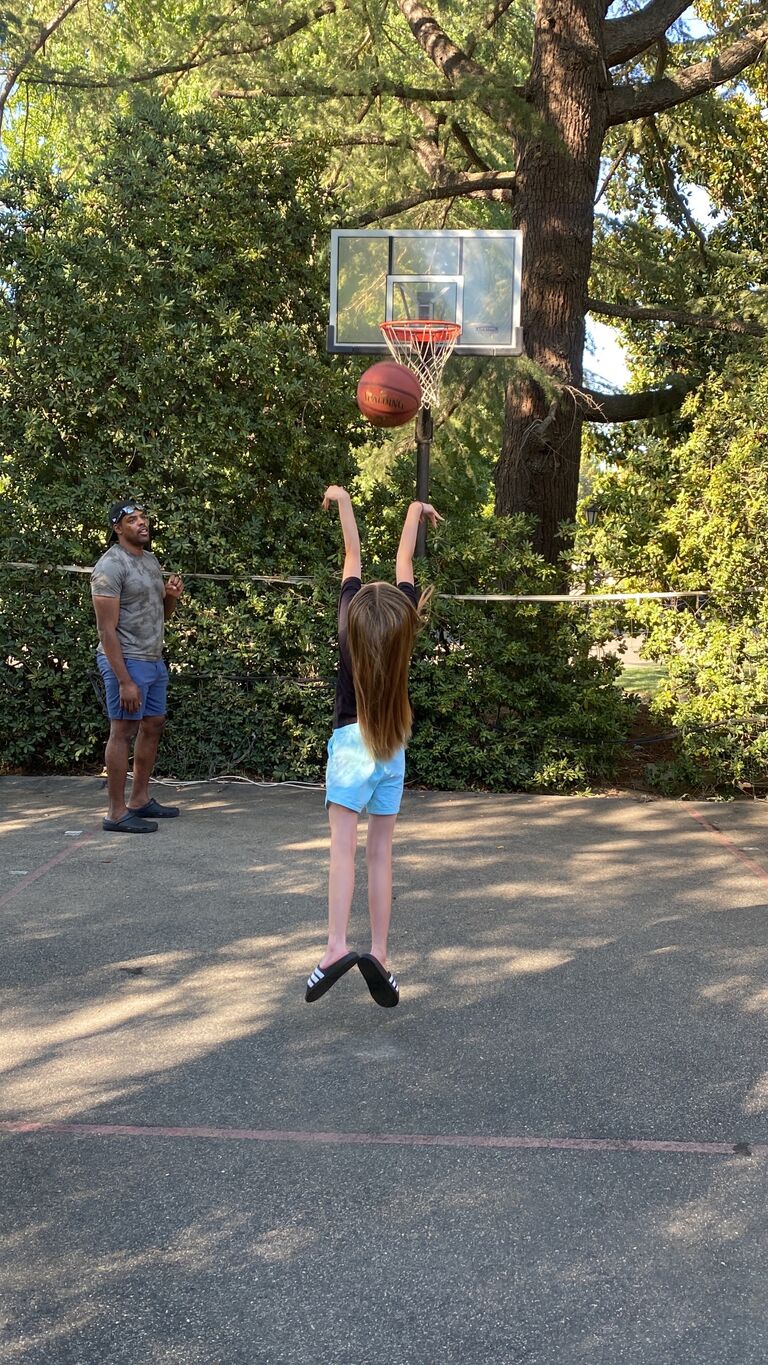 Ball is life with family! Shooting hoops with our girl Ffion <3