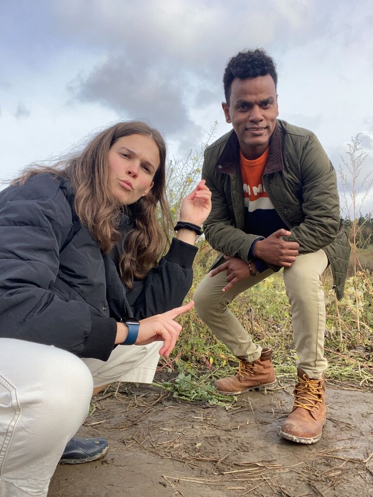 Working on our album cover shot at the pumpkin patch. 