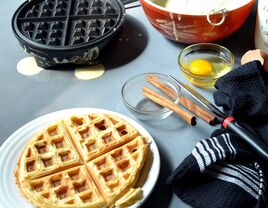 Best waffle maker making waffles on counter