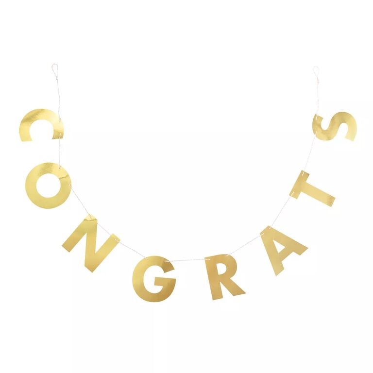 Congrats gold party banner for your engagement party
