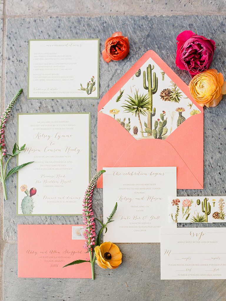 Desert themed wedding invitation suite