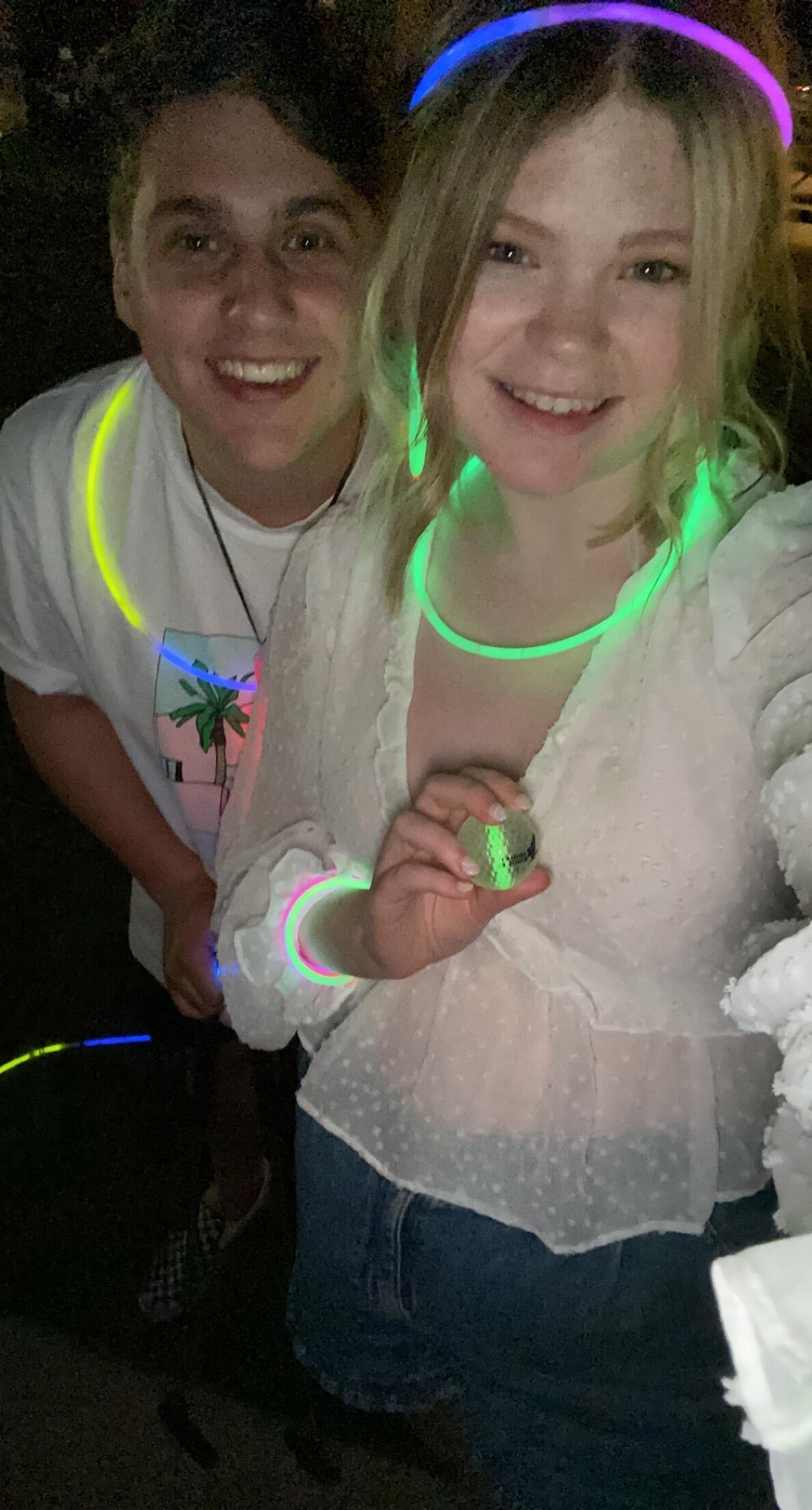 Glow golfing with friends