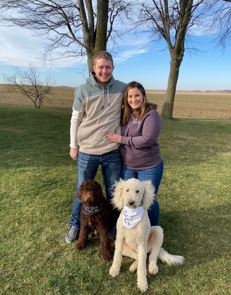 Jason asked Rebecca to marry him with the help of their two dogs, Koda and Axel!