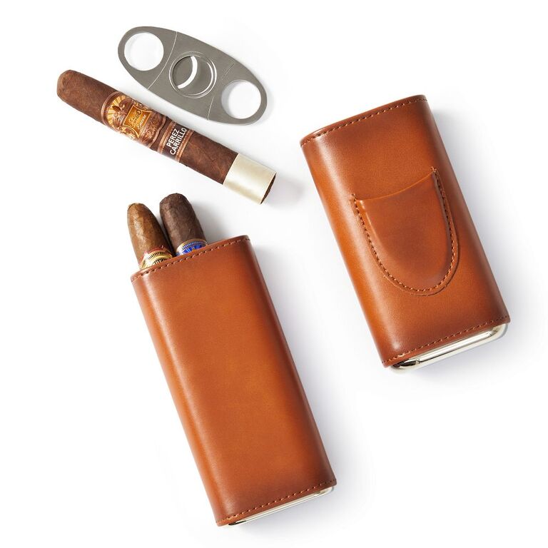 Leather cigar set groomsman gift