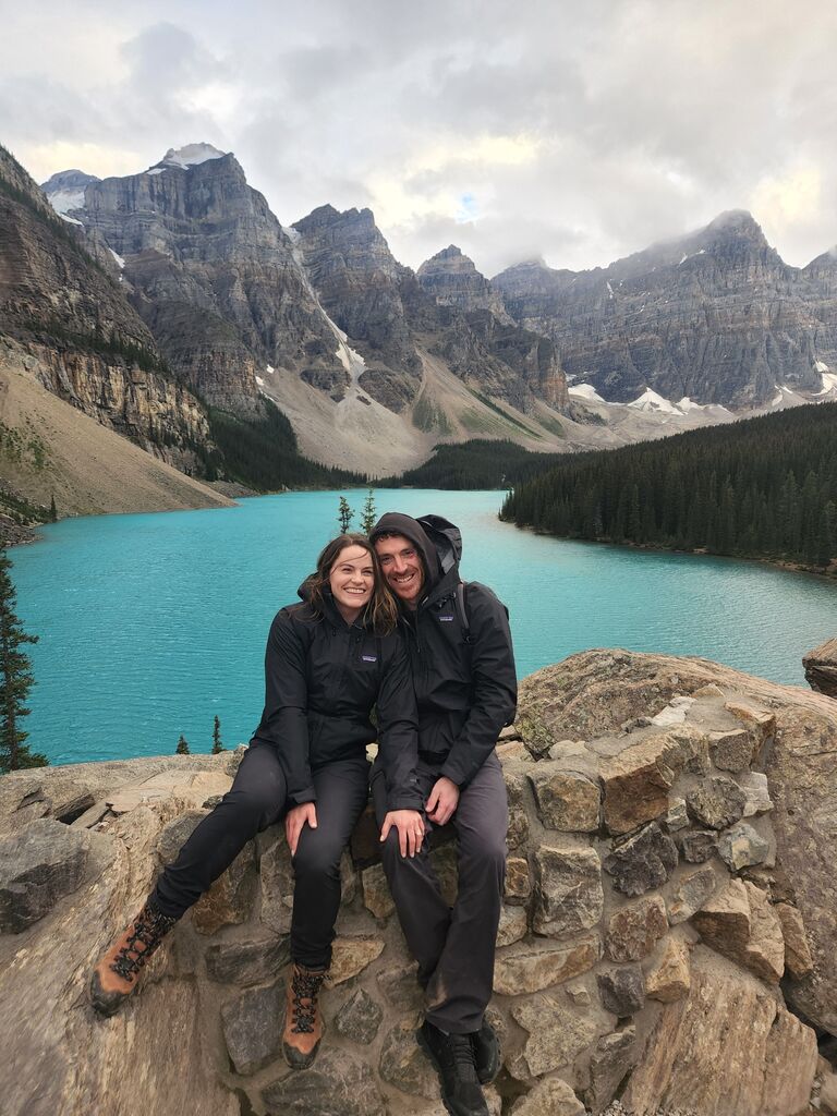 We both were on cloud nine because we just got engaged! Jon says he's smiling only because of the maple whiskey we just chugged to keep warm lol