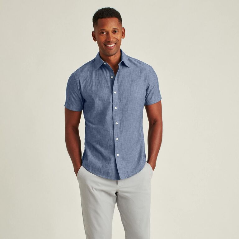 Blue button up shirt outfits for rehearsal dinner from Bonobos