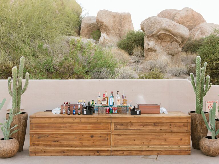 Bar set up at Scottsdale resort with cacti