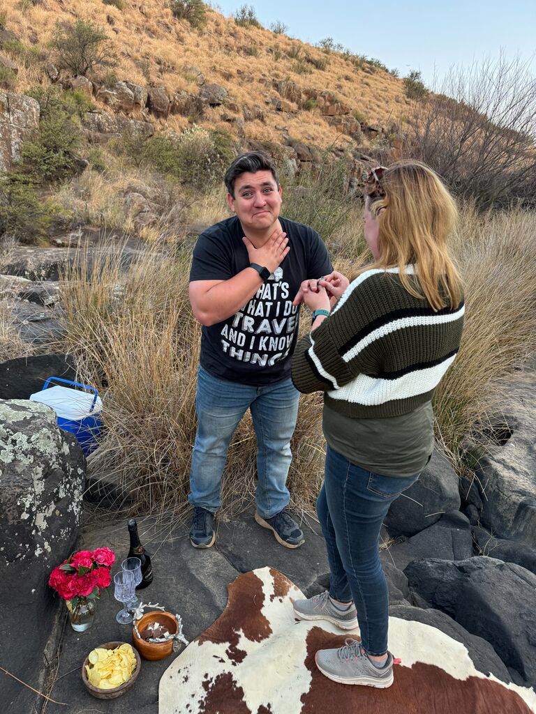 On the final day it was Matthew's turn to be embarrassed publicly.  Emily returned the question atop a waterfall with help from Bex and Tristan setting it up!