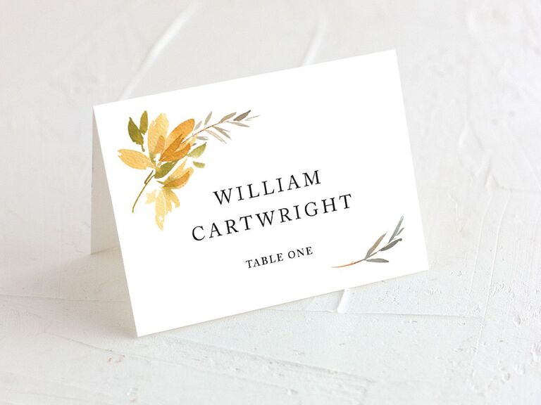 wedding place cards fall theme