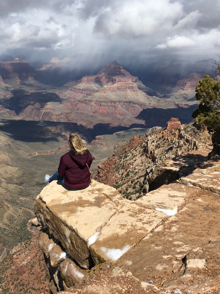 Hailey was not and sat on the edge to enjoy the view.