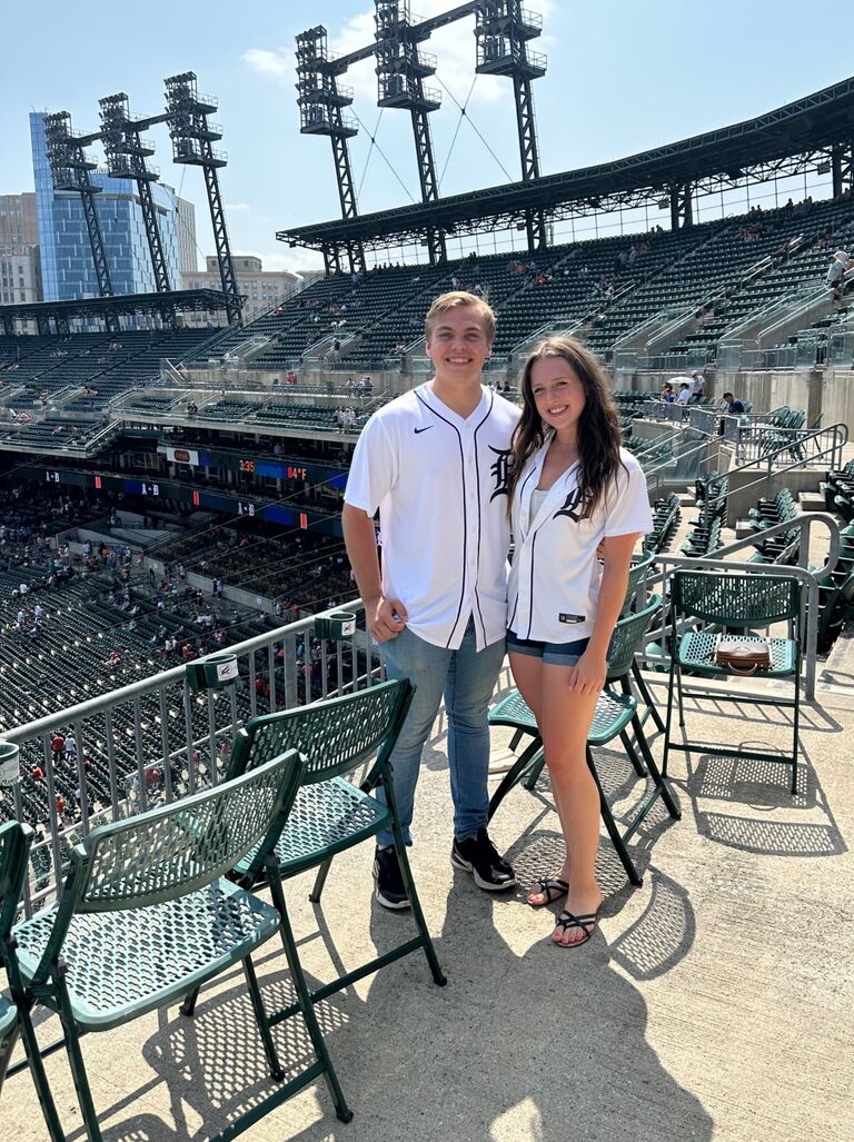 At a tigers game celebrating Zachary’s birthday 