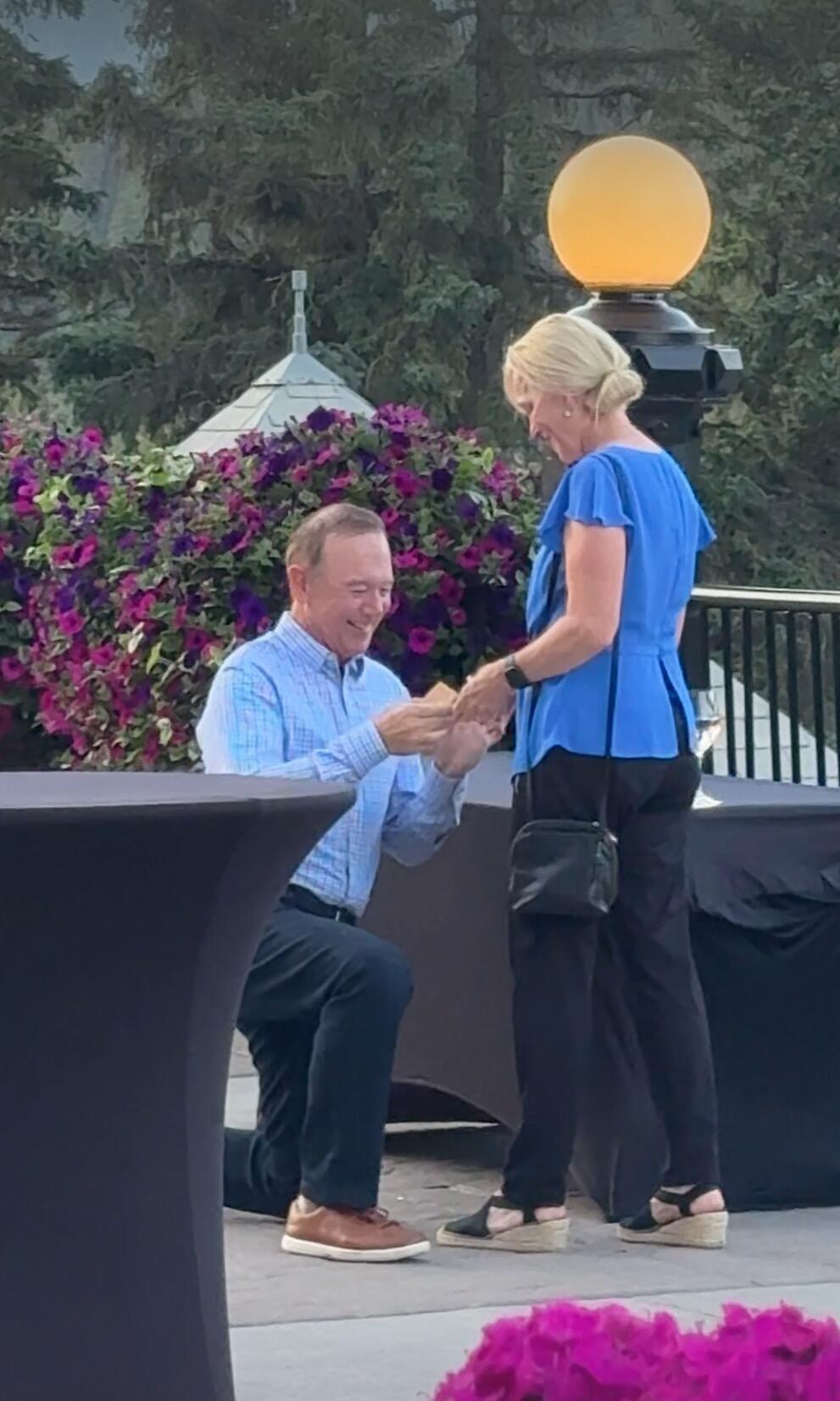 A surprise, very romantic engagement at the Fairmont Hotel (which is a castle) in Banff, Canada.