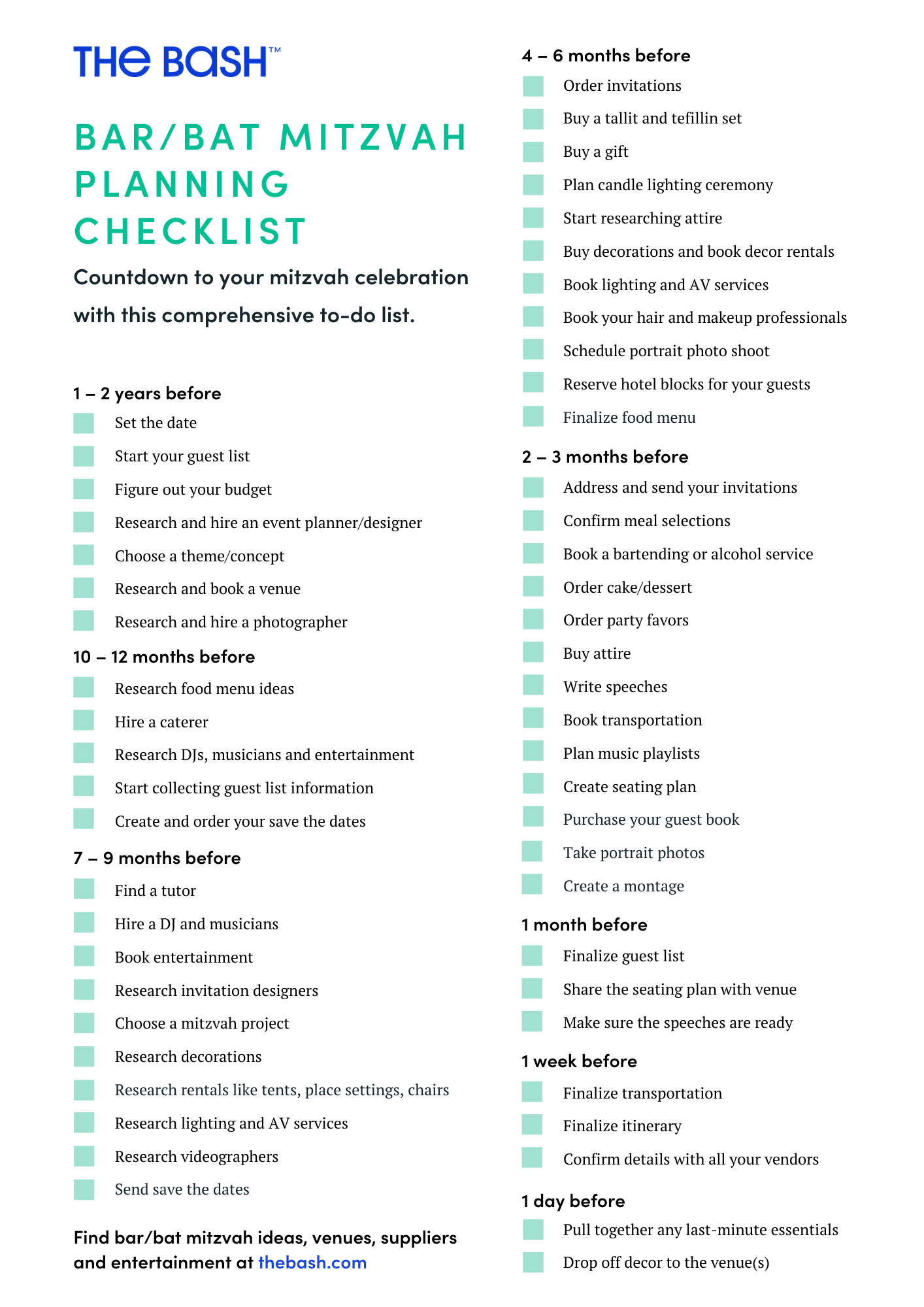 Bar/Bat Mitzvah Planning Checklist – Free Download - The Bash