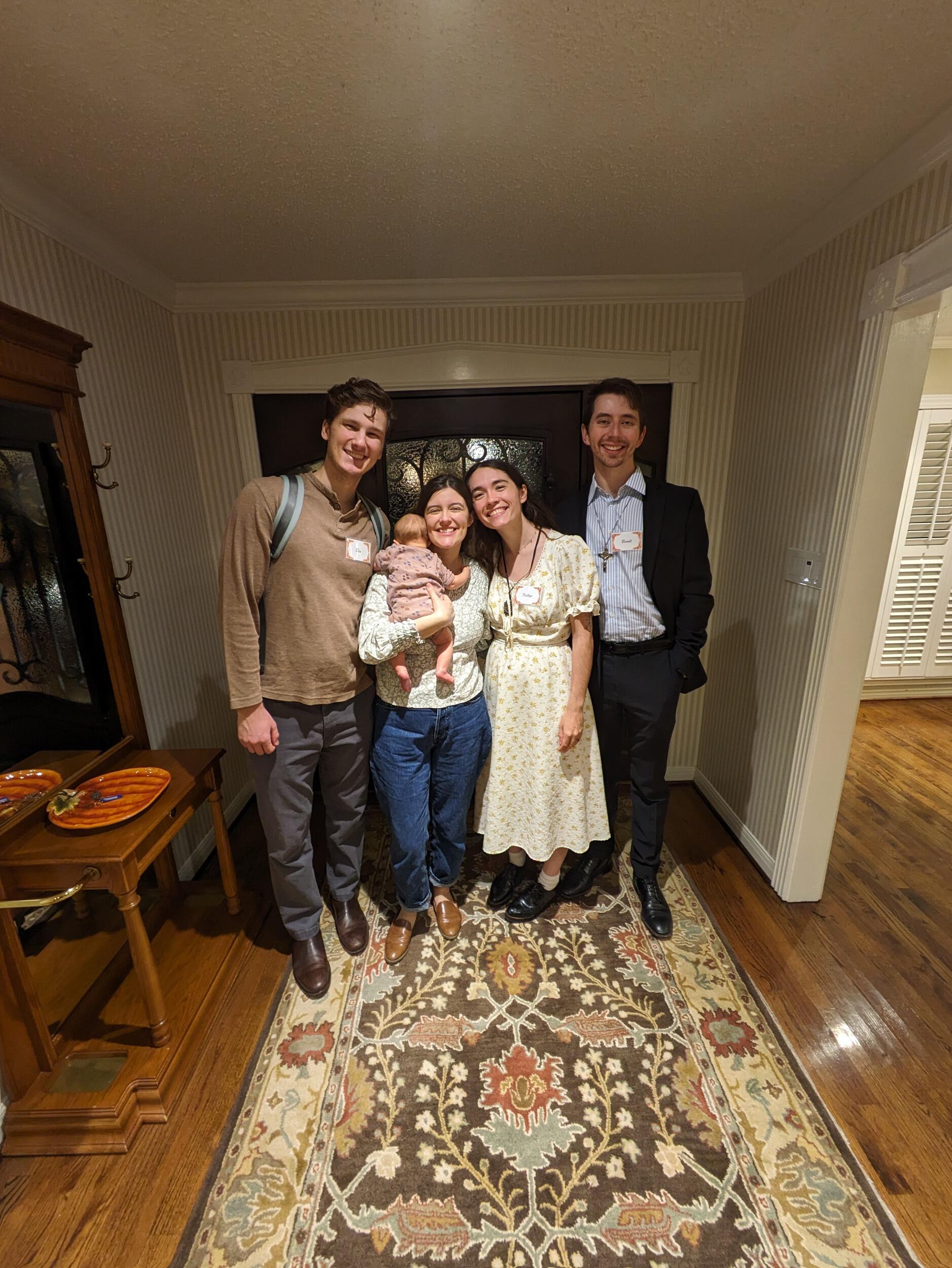 Our beloved friend Christopher Leito (groomsmen) hosted a wedding shower for us! Our dear friends Ben and Charlotte Sisko made their first public appearance after the birth of their daughter Eleanor and this is the only photo we had of the evening because Chris confiscated everyone's phone at the door, which we appreciated.