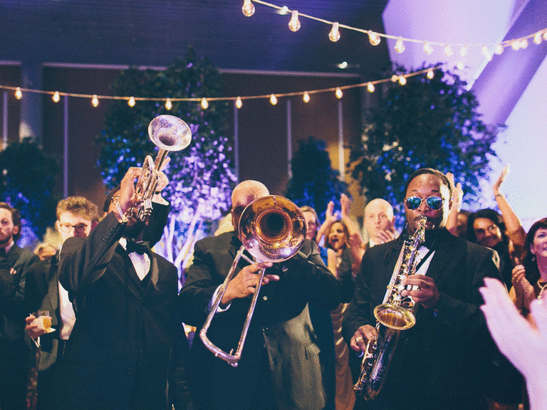 Brass band playing at a wedding reception.