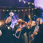 Brass band playing at a wedding reception.