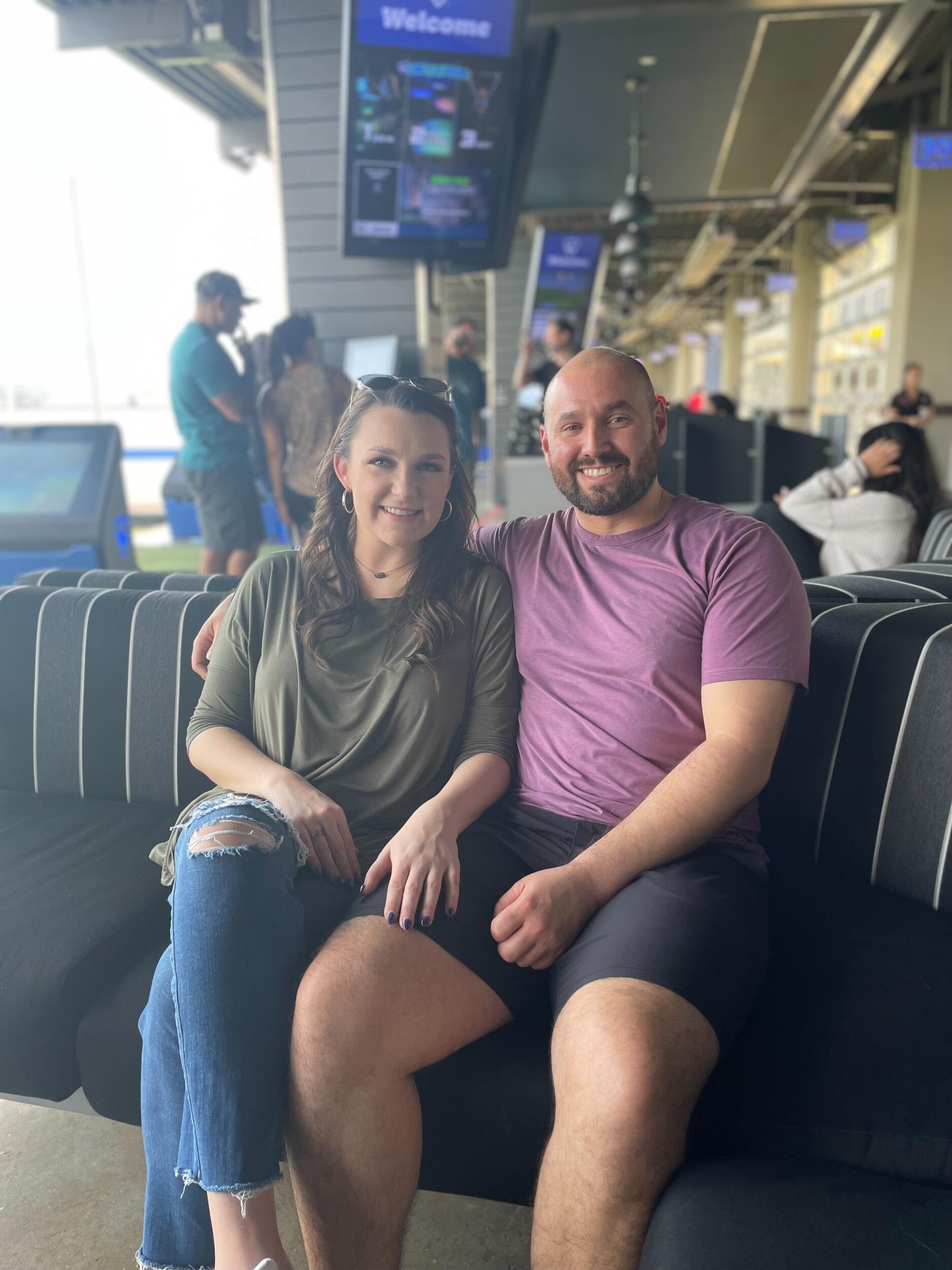 Evan and I enjoying ourselves at Top Golf!