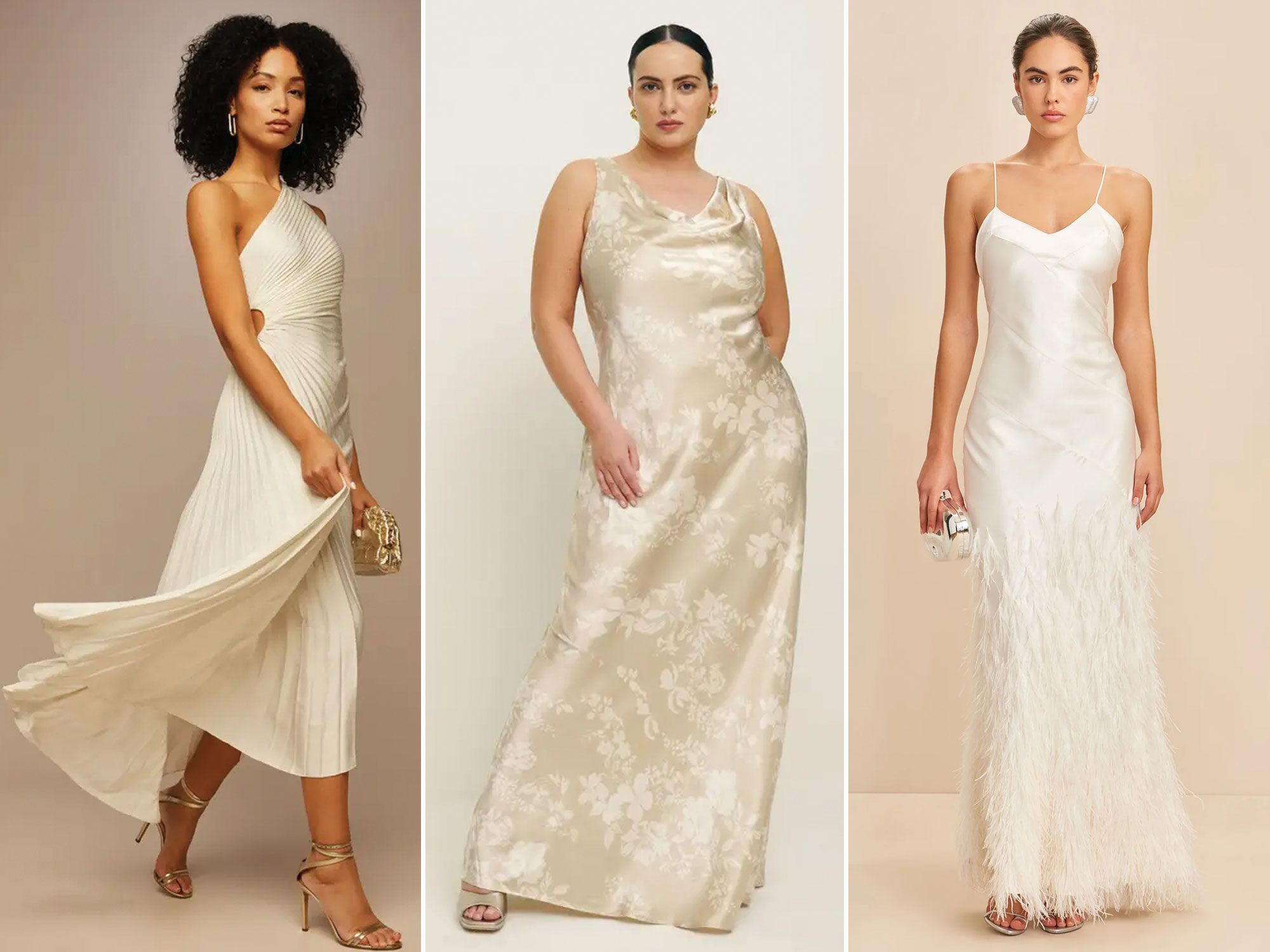 Three white reception dresses