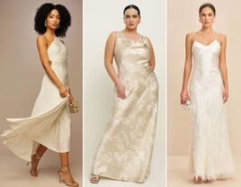 Three white reception dresses