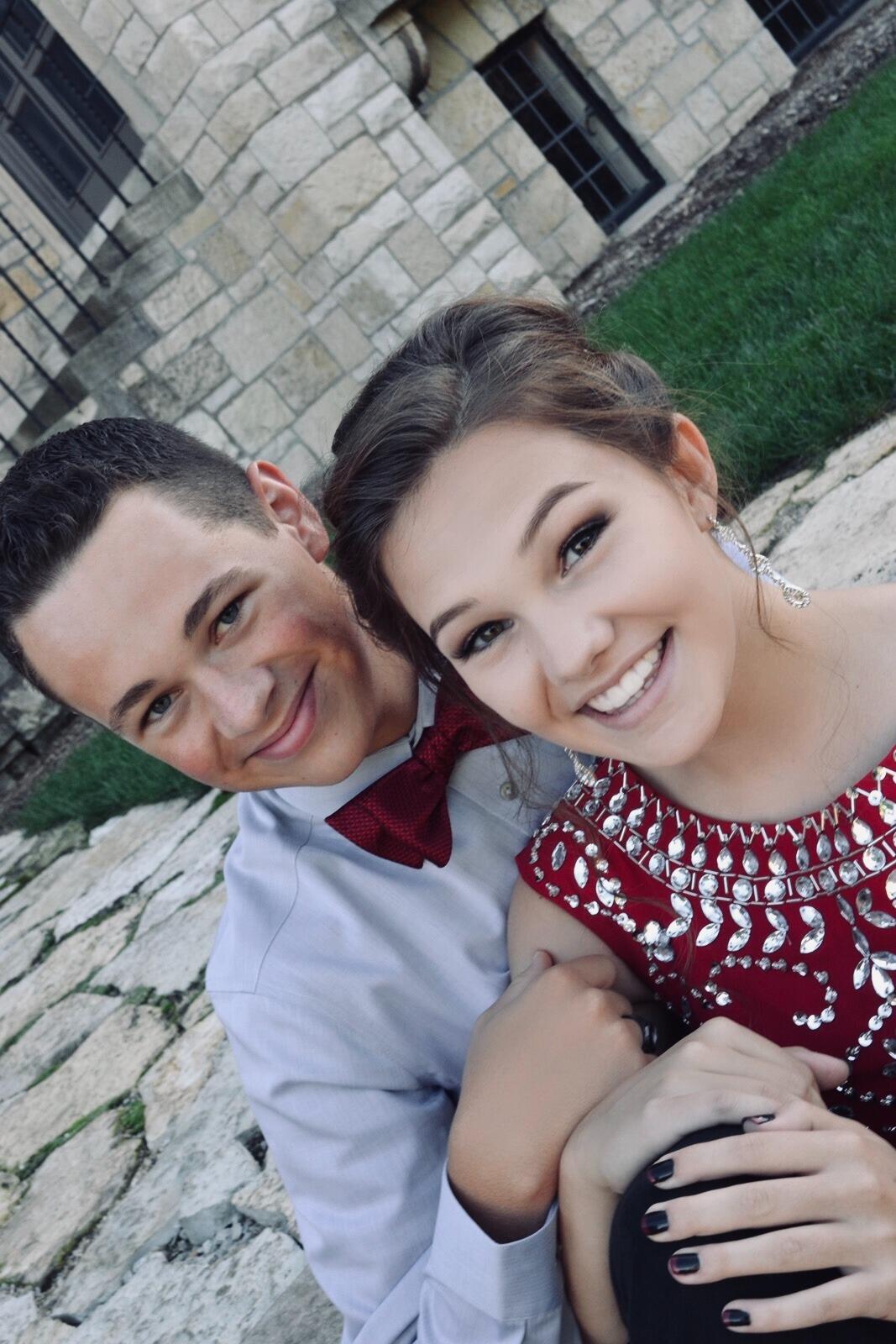 Homecoming junior year! We went to 5 school dances together throughout high school. 