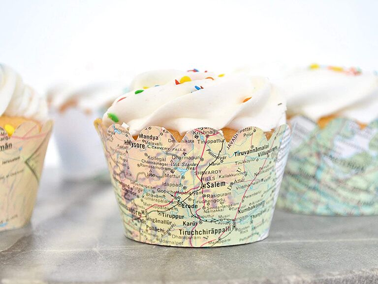 Cupcake liners made of map material