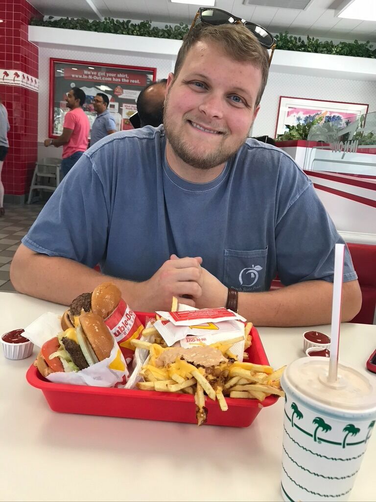 Brad's first trip to CA (and first plane ride!) Taking him to In-N-Out was a must