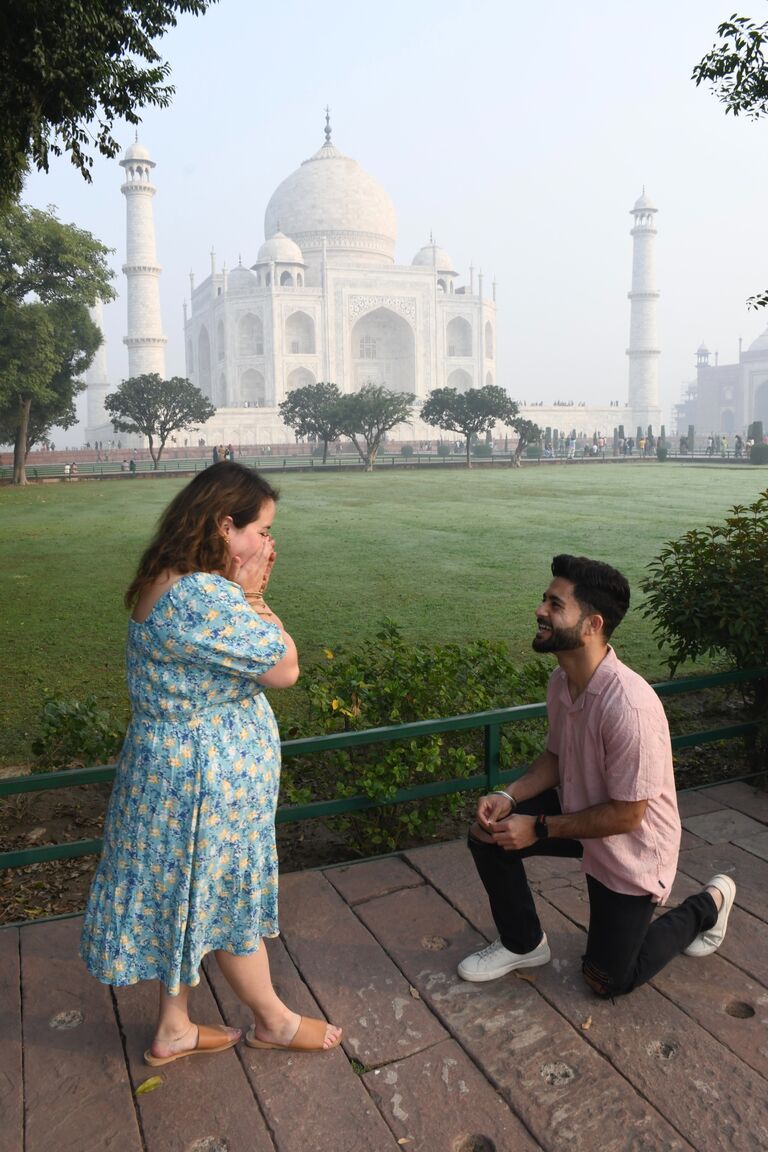 It started with a connection made on a dating app, blossoming into a real-life spark on March 3rd, 2022.Summer brought the joy of meeting Leyna, and our hearts grew even bigger. In November 2023, Under the timeless beauty of the Taj Mahal, surrounded by family, we promised forever. We're thrilled to share our story - a story that spans from Goose Bay to India - as we say "I do."
