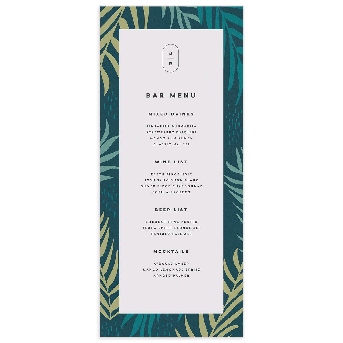 A Menu from the Modern Palm Collection