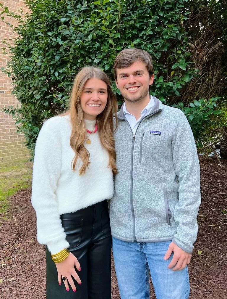 We've known each other our entire lives, but it wasn't until Christmas of 2022 that we truly reconnected. We ran into each other at our home church, Snyder, and by complete coincidence, our families ended up seated next to each other at Highland afterward. Now, we get to say "I do" at Snyder and celebrate at Highland... full circle!