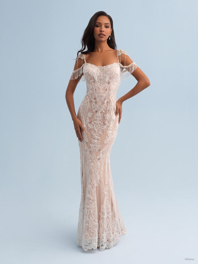 Bohemian sparkly wedding dress by Allure Bridals. 