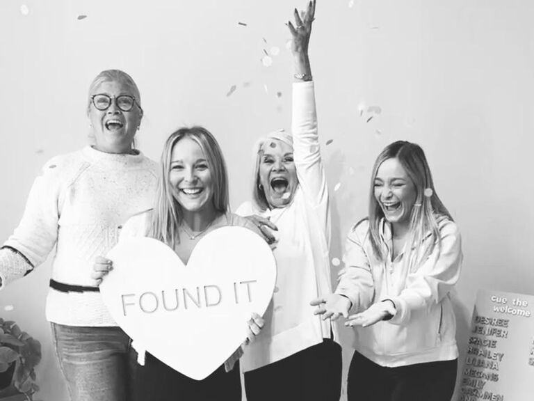 When Megan said "YES!" to THE dress with her Mom, Sandra, Sister & Matron of Honor, Taylor, & Future Mother-in-Law, Maryellen!