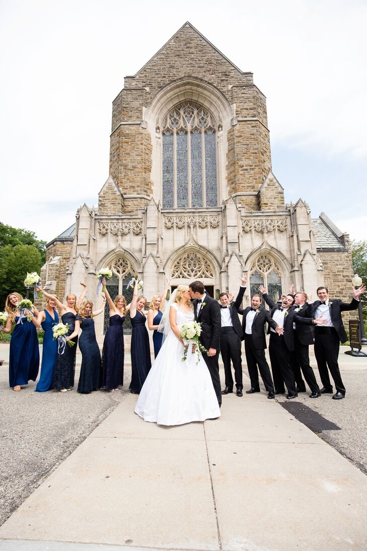 Wedding Party Outside of Church