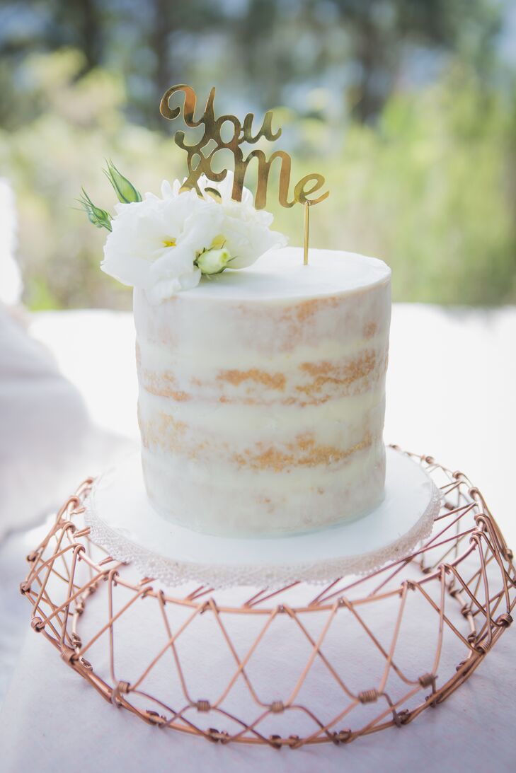 Naked Wedding Cake With Topper