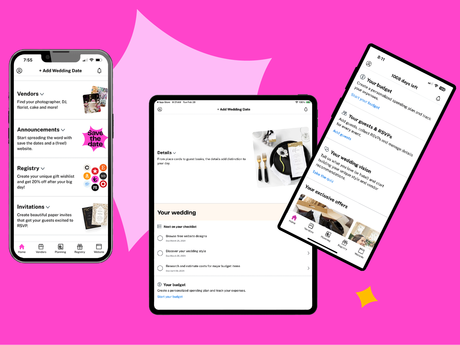 Pictures of The Knot App on different devices.