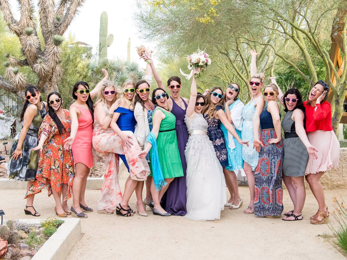 wedding guests in sunglasses