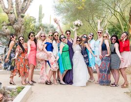 wedding guests in sunglasses