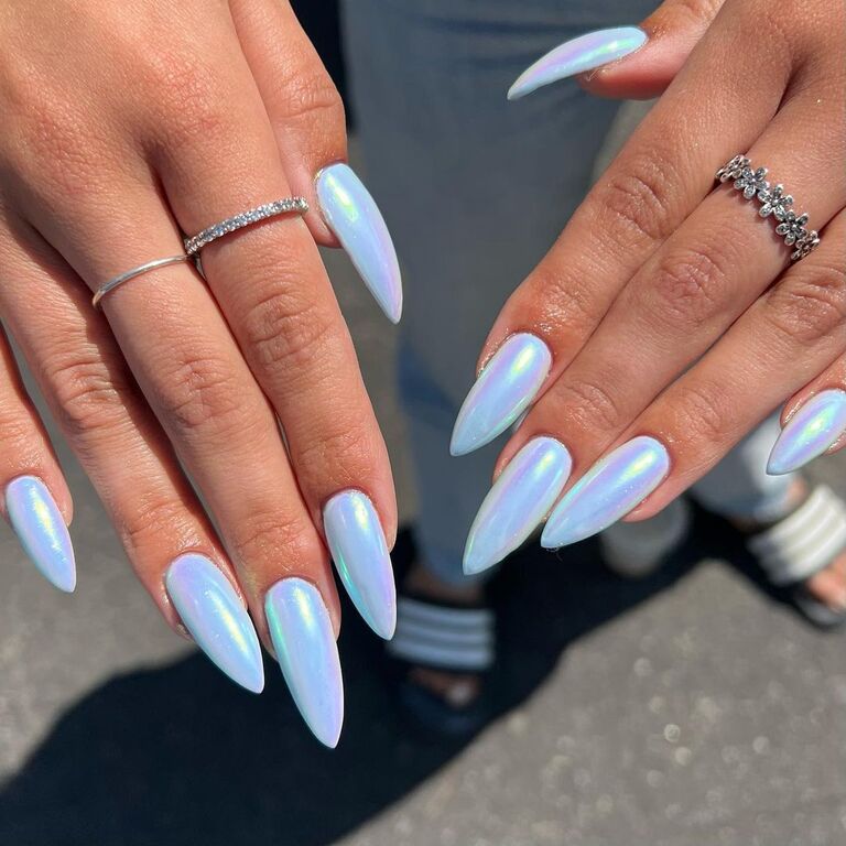 Light blue French nails
