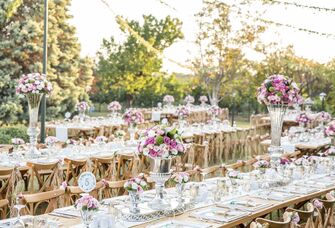 Outdoor Victorian-inspired wedding reception