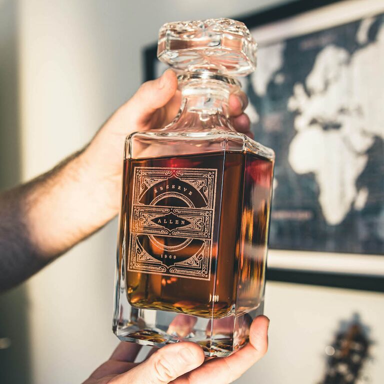Custom crystal whiskey decanter. 