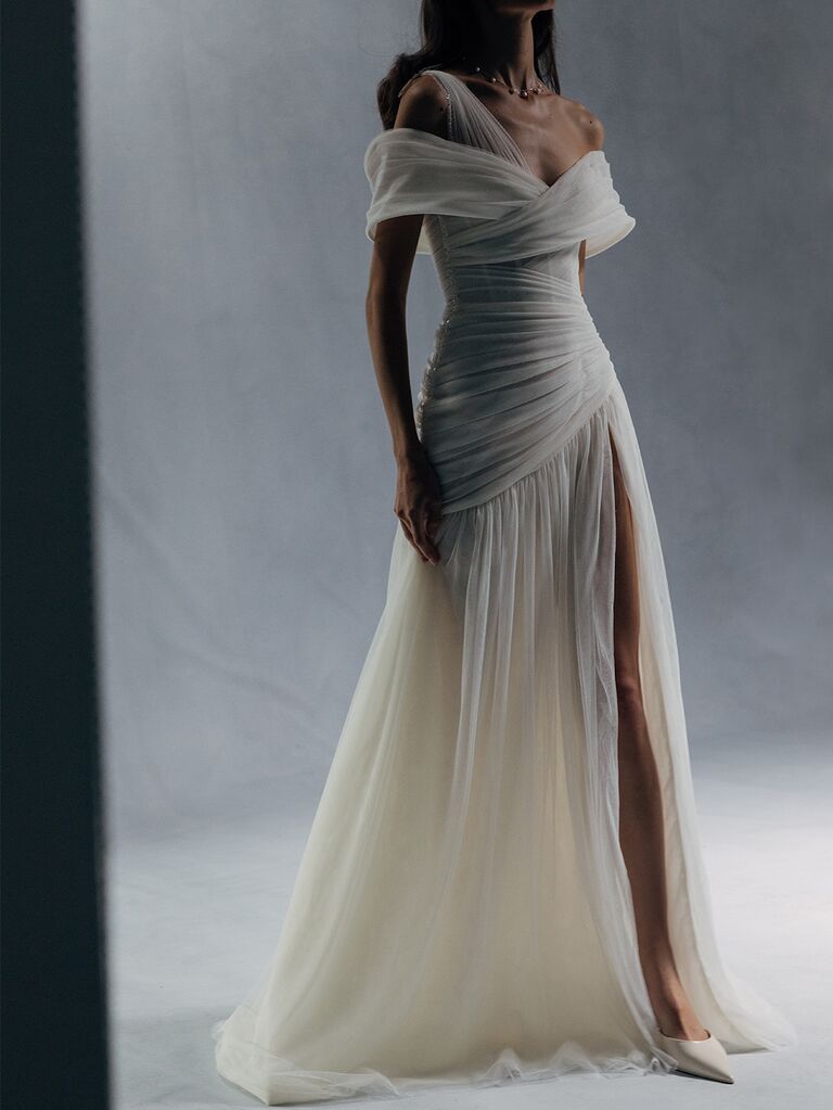 Asymmetrical wedding dress