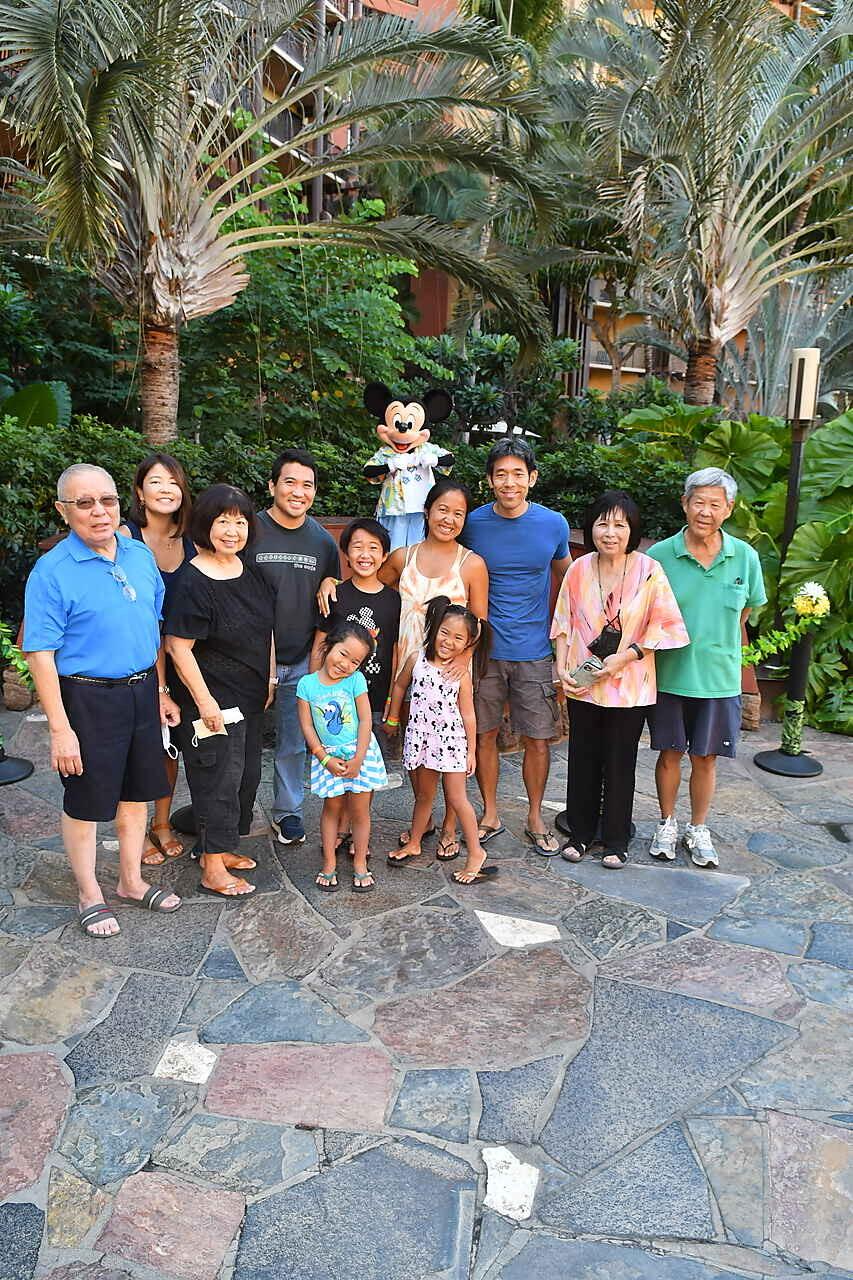 Six feet away from Mickey Mouse! Hanging at the Hawaiian Disneyland (Aulani) with Kyle's family. 