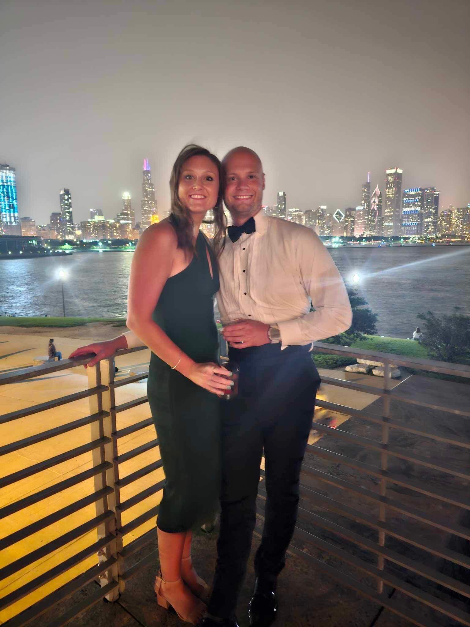 Celebrating Kayla and Mike's wedding at Adler Planetarium! 