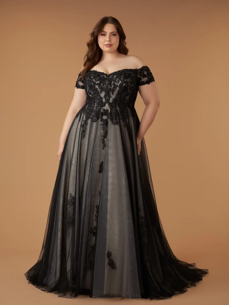 Azazie black Halloween wedding dress